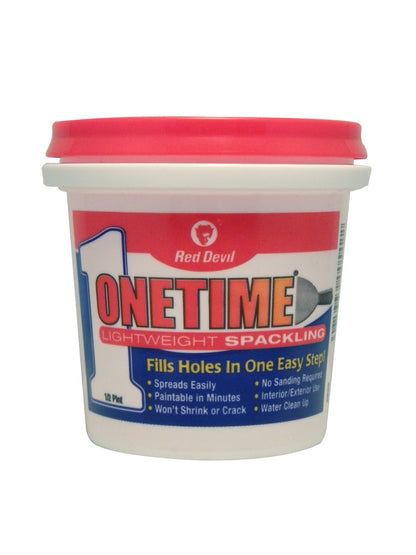 Red Devil 0542 ONETIME Lightweight Spackle Wall Repair, Spackling for Holes Drywall, 1/2 Pint, White, 8 Ounce, Made in USA