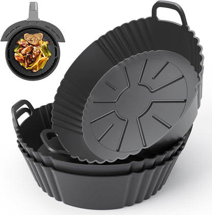 Silicone Air Fryer Liners 2 Pack, Reusable Liners Compatible for Ninja Foodi DZ201, DZ401, DZ550, COSORI, Chefman, Instant Air Fryer, and 6-in-1 8-10QT Air Fryer Baskets