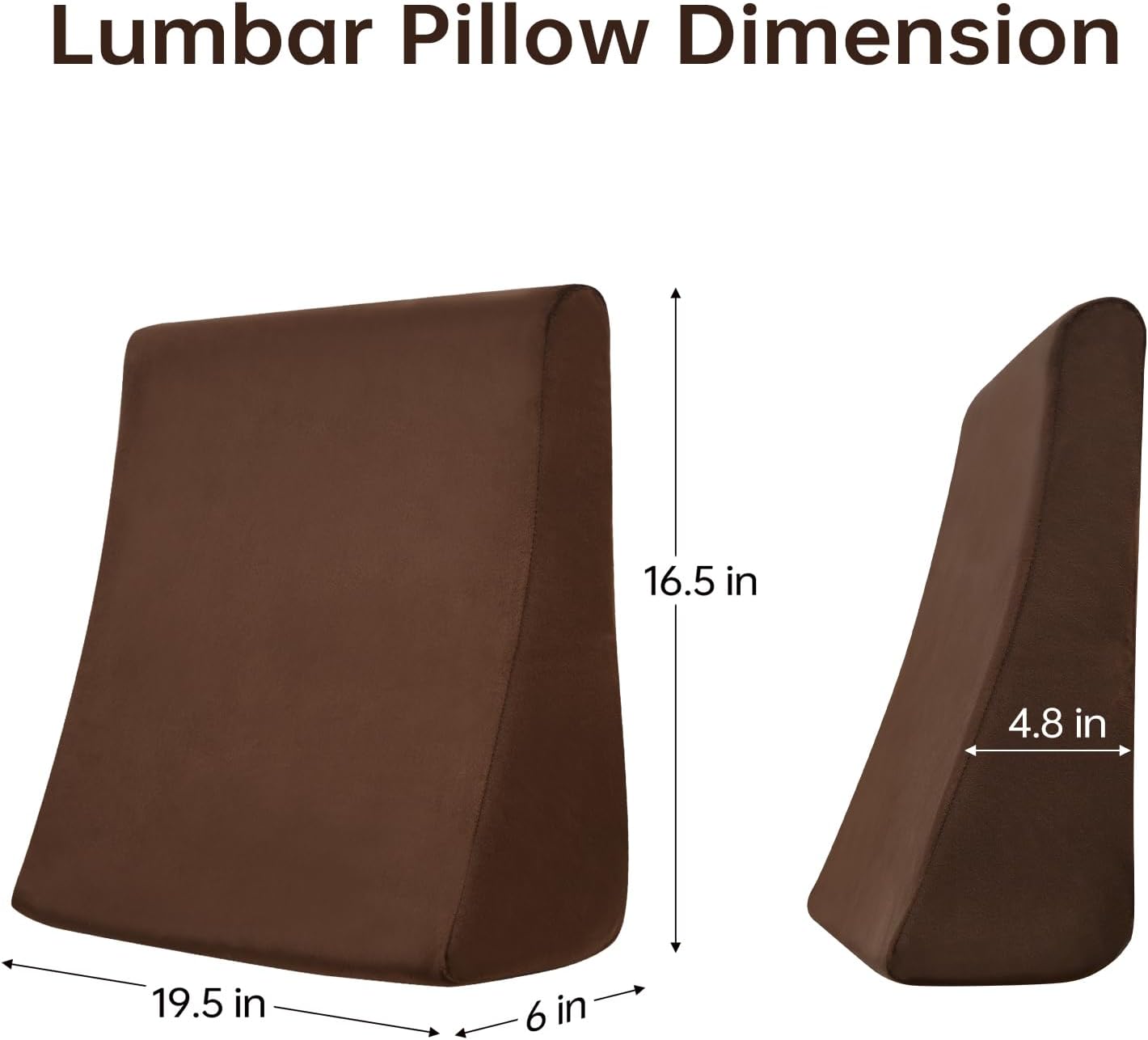 Vekkia Lumbar Support Pillow for Recliner, Ergonomic Back Support for Couch | Backrest Pillow, Improve Posture, Relieve Back Pain for Long Sitting & Elderly, for Armchair & Sofa, Removable Cover,Brown