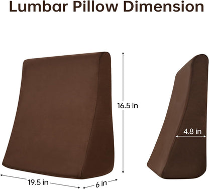 Vekkia Lumbar Support Pillow for Recliner, Ergonomic Back Support for Couch | Backrest Pillow, Improve Posture, Relieve Back Pain for Long Sitting & Elderly, for Armchair & Sofa, Removable Cover,Brown