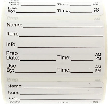 500 Dissolvable Food Prep Labels 1" x 2" Restaurant Quality Food Stickers/Meal Prep Leftovers Containers Organization/Made in The USA