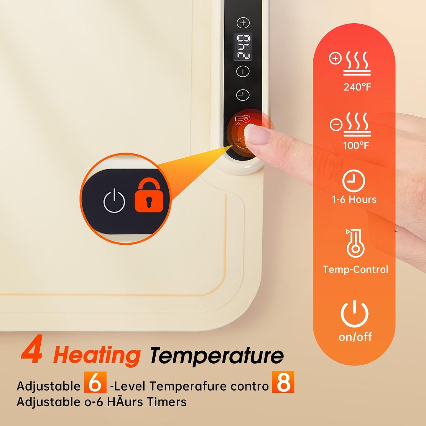 Warming Mat for Food Extra Large- 24"x16" Electric Warming Trays for Buffets Party, Food Warmers for Thanksgiving, Christmas House Warming Gift, Portable Heating Mat with 9 Temp Settings & 6H Timer