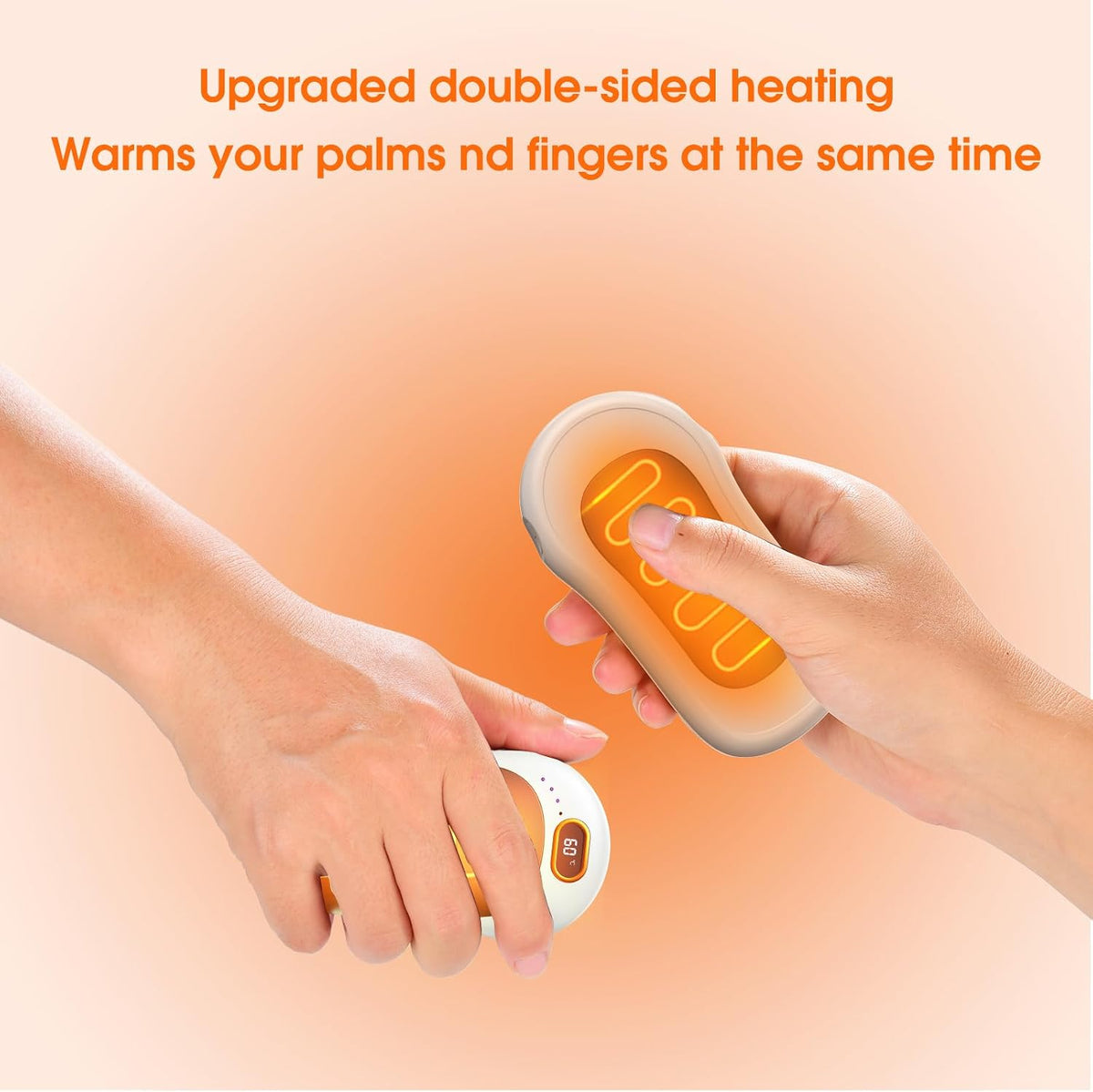 Hand Warmers Rechargeable,2 Pack Double Sided Heating Warmer That Surrounds Warmth for Palm and Fingers,Magnetic Electric Handwarmers 10000mAh with Adjustable Temp,Winter Gifts for Men and Women