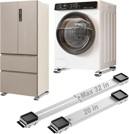 Appliance Rollers Heavy Duty,Max 32in,Second Generation Extendable Appliance Rollers Mobile Washing Machine Base Easily Move Washing Machines, Dryers, Refrigerators, Furniture (White)