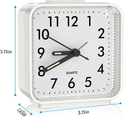 AMIR Analog Silent Non Ticking Small Clock, Travel Analog Alarm Clock