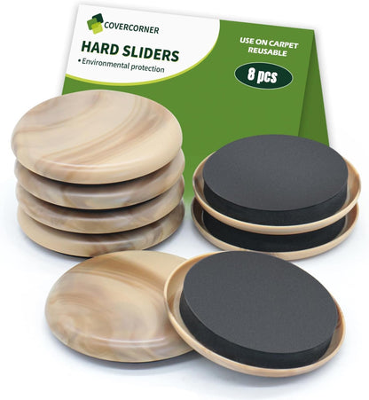 Furniture Sliders for Carpet 8 PCS - 3 1/2" Beige | Furniture Moving Sliders, Chair Leg Floor Protectors, Carpet Sliders for Furniture - Move Your Furniture Easily & Safely