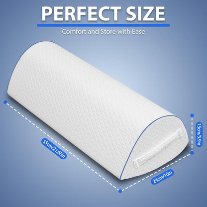 Memory Foam Knee Pillow for Back Sleepers, Spinal Alignment, Gray | Teardrop shape, leg cradle, 22"x10"x6", machine-washable cover, cooling air-layer, post-surgery & side sleep use
