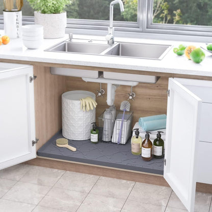 Waterproof Under Sink Mat 34" x 22", Silicone Mat Kitchen liner | BPA-Free Silicone Tray with Raised Lip Protect Cabinets from Leaks, Versatile Home Organizer for Bathroom, Pets, Boots, Floor