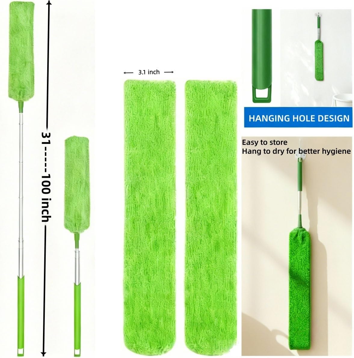 Retractable Gap Dust Cleaner Under Appliance Cleaning Tool, GMLRKY Flat Duster for Under Refrigerator Fridge Stove Couch Bed, Skinny Thin Duster for Tight Spaces (Blue)