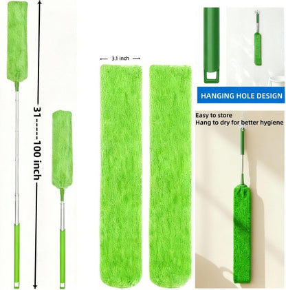 Retractable Gap Dust Cleaner Under Appliance Cleaning Tool, GMLRKY Flat Duster for Under Refrigerator Fridge Stove Couch Bed, Skinny Thin Duster for Tight Spaces (Blue)