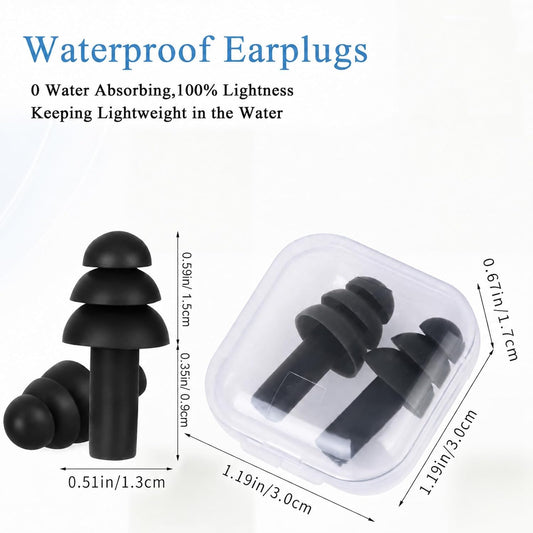 24 Pairs Black Ear Plugs Bulk NRR 29dB Reusable Silicone Ear Plugs with Plastic Cases Soft Foam Plug for Sleeping Noise Cancelling Concerts Shooting Swimming Noise Reduction