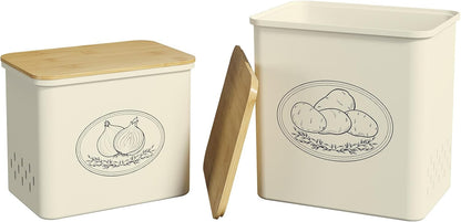 Lifewit Plastic Potato and Onion Storage Bin Box, Set of 3, White