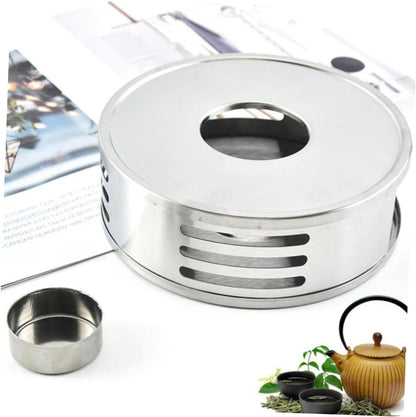 Luxshiny Stainless Steel Teapot Warmer Base for Glass Tea Pot Rust-Resistant Heating Stand with Candle Holder Suitable for Home Office and Bar Use Easy to Clean and Compact Design