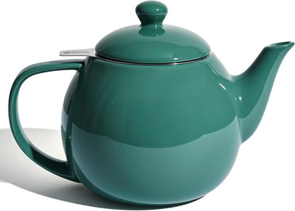 Sweese Teapots for Tea, 27 oz Porcelain Tea pot with Removable Stainless Steel Infuser, Tea Pots for Loose Tea - White