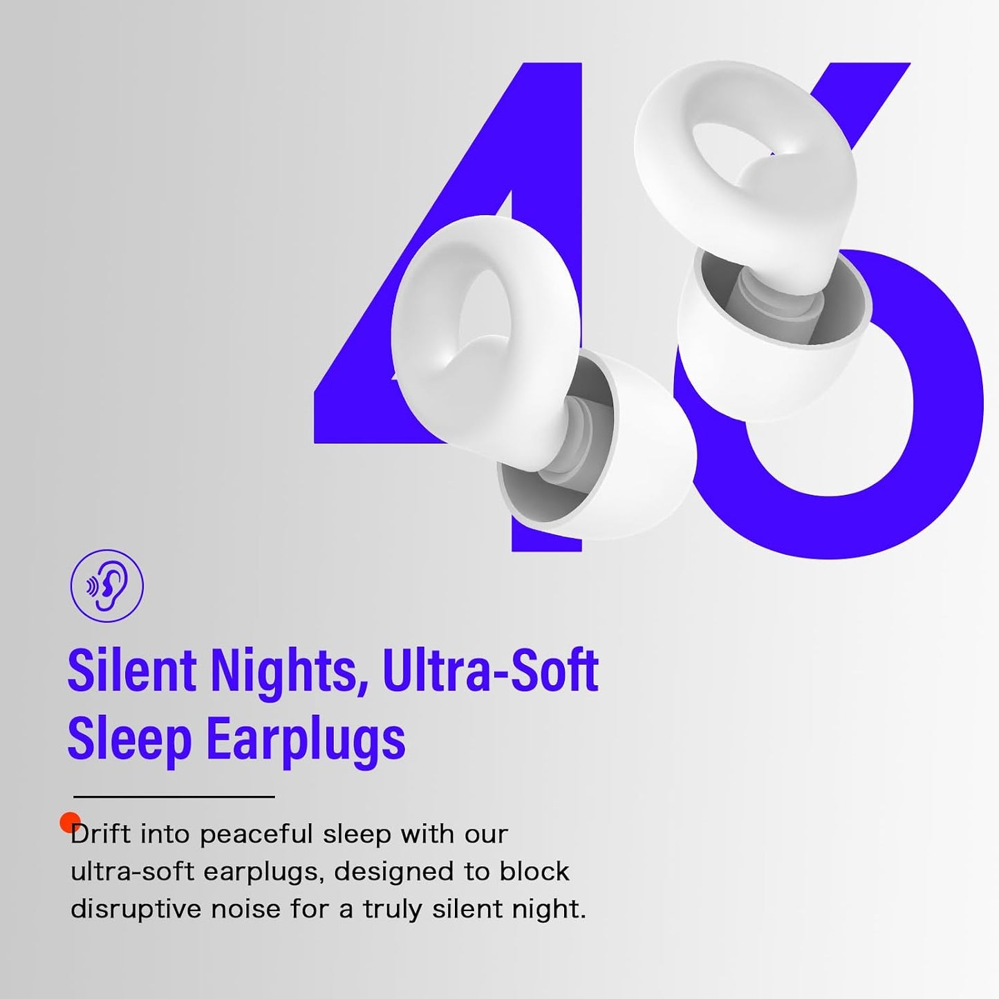 Ear Plugs for Sleeping Noise Cancelling, Reusable 35-46dB Noise Reduction Earplugs with 7 Silicone Ear Tips & Carry Case, Comfortable Hearing Protection for Sleep, Work, Study, Travel & Concerts White