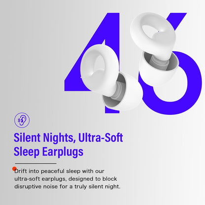 Ear Plugs for Sleeping Noise Cancelling, Reusable 35-46dB Noise Reduction Earplugs with 7 Silicone Ear Tips & Carry Case, Comfortable Hearing Protection for Sleep, Work, Study, Travel & Concerts White