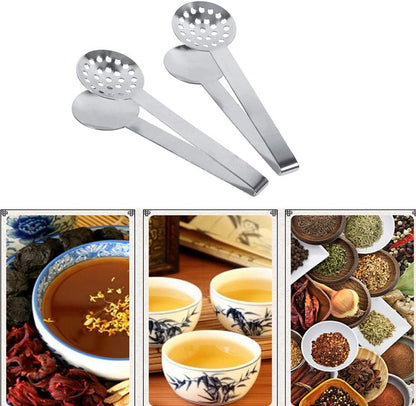Round Tea Bag Squeezer 2 Pack Stainless Steel 340 Tea Bag Tongs Strainer Perforated Filter 4.7cm Head 15.5cm Length No Mess Drip Extraction for Coffee Lemon Slices