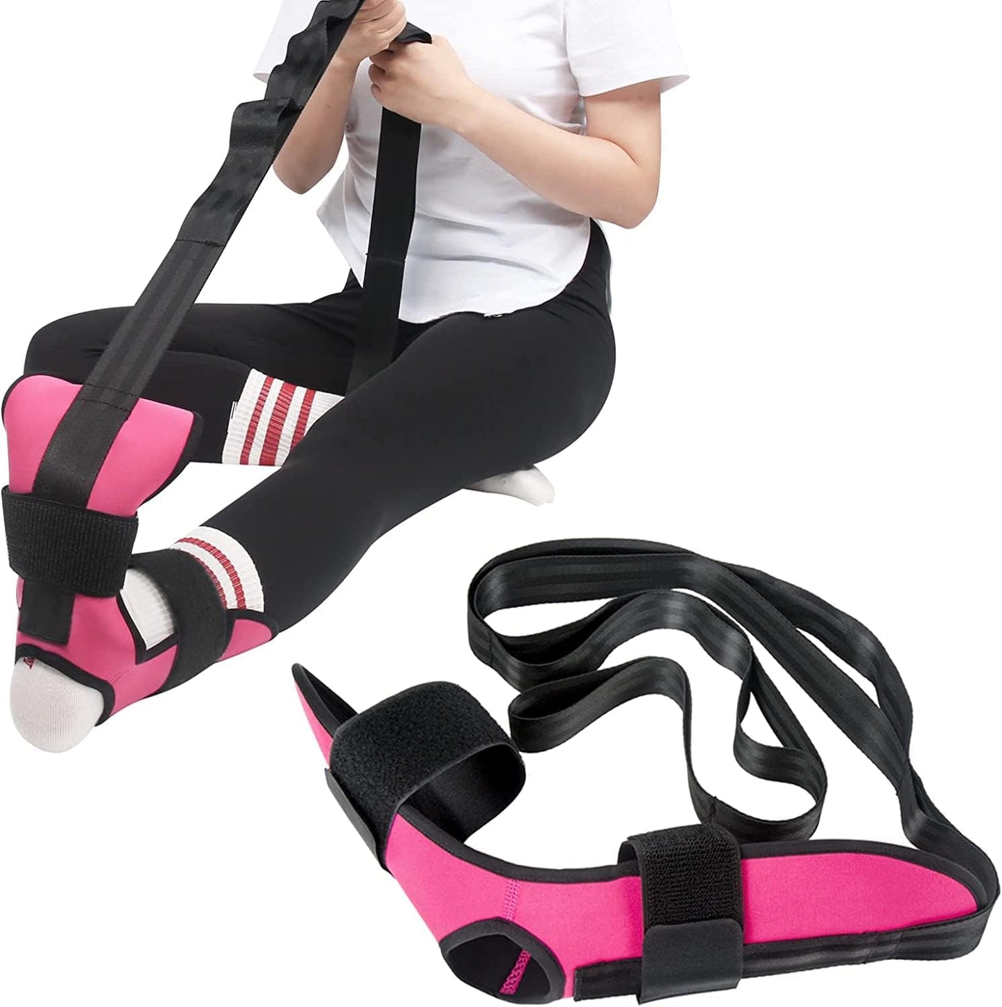 Foot and Calf Stretcher for Plantar Fasciitis, Leg Stretch Band，Improve Leg Stretching，Premium Physiotherapy Stretching Strap Improves Strength and Relief to Heel Spurs, Calf, Thigh and Hip