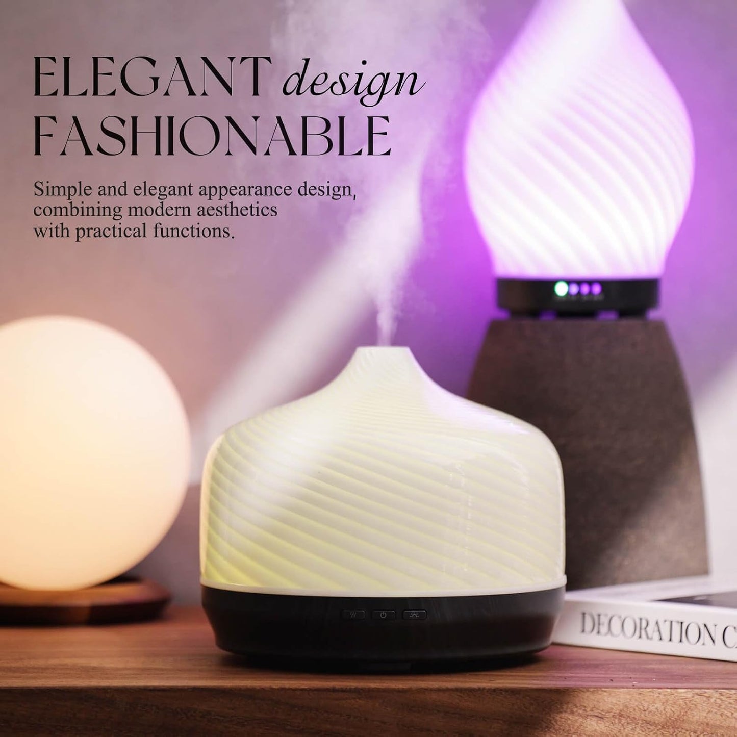 Porseme 500ml Glass Essential Oil Diffuser Aromatherapy Ultrasonic Cool Mist Humidifier 15-21 Running Hours Waterless Auto-Off Air Diffusers for Sleeping Yoga Working Spa(Light Blue)