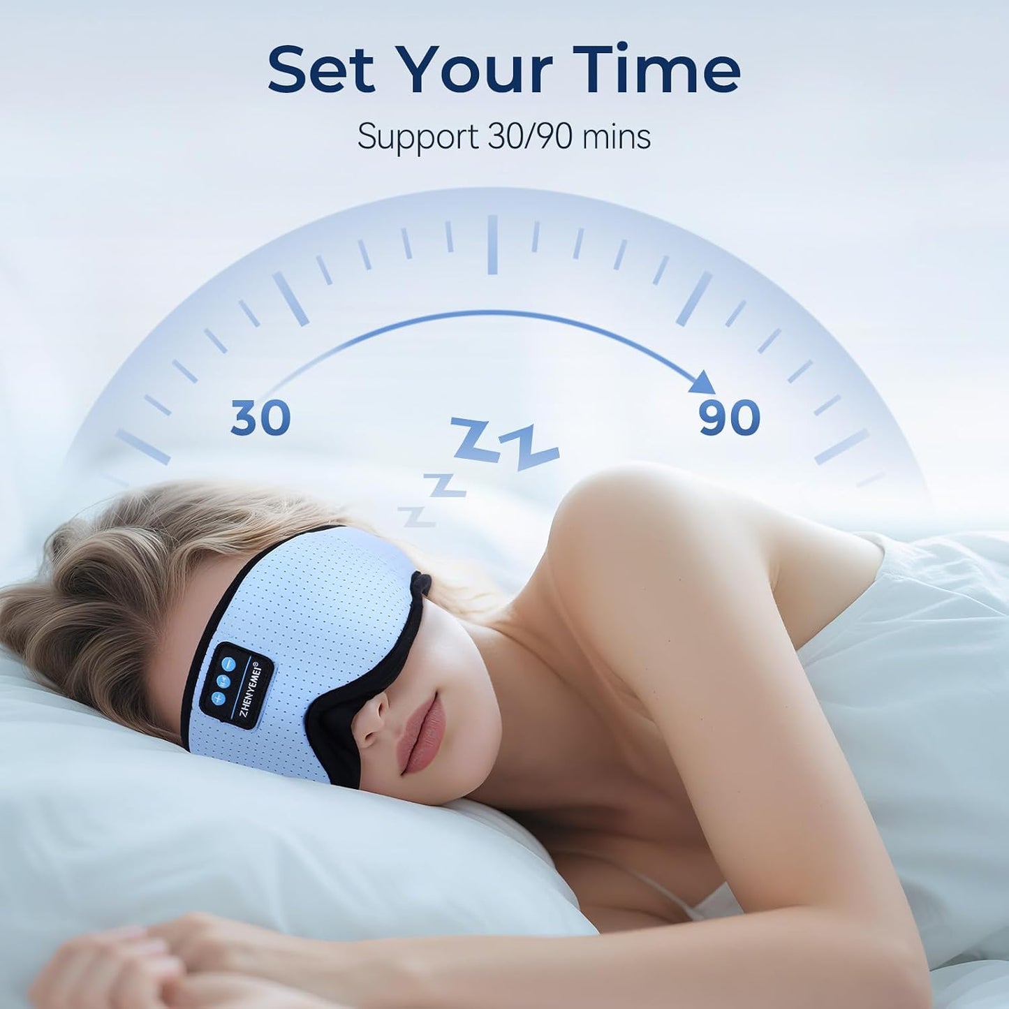 Sleep Eye Mask Bluetooth Headphones - 3D Contoured Zero Pressure Sleeping Masks 100% Blackout Eye Cover Breathable Sleeping Mask for Side Sleepers Wireless Earphone Ear Muff Headband Women Men Gift