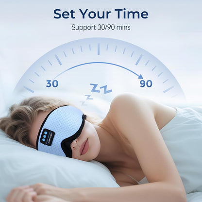 Sleep Eye Mask Bluetooth Headphones - 3D Contoured Zero Pressure Sleeping Masks 100% Blackout Eye Cover Breathable Sleeping Mask for Side Sleepers Wireless Earphone Ear Muff Headband Women Men Gift
