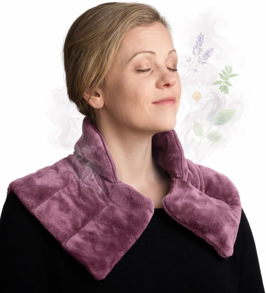 Herbal Concepts Neck Heating Pad & Shoulder Wrap | Microwave Heating Pad with 12 Herbs Aromatherapy| Cordless Heating pad, Blue