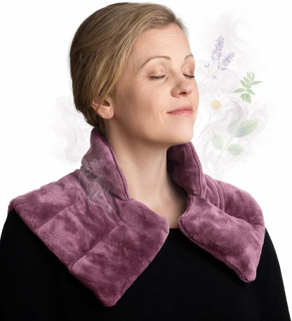 Herbal Concepts Neck Heating Pad & Shoulder Wrap | Microwave Heating Pad with 12 Herbs Aromatherapy| Cordless Heating pad, Blue