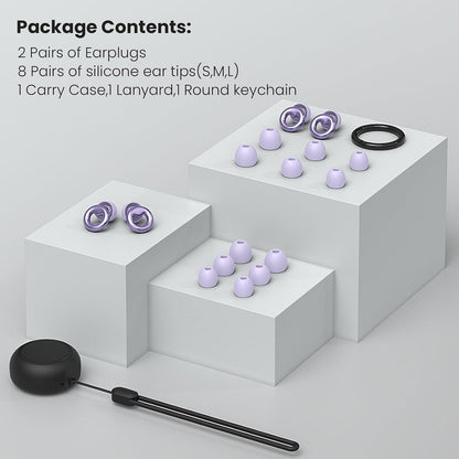 JUSTRVN Ear Plugs for Sleeping,2 Pairs of Stylish Reusable Noise Reduction Earplugs with 8 Pairs Tips & case,Hearing Protection Earplugs for Concert,Travel,Work,Live Events - 25dB-30dB