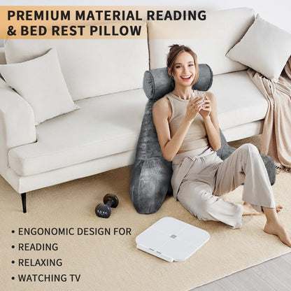 26" Reading Pillow for Sitting Up in Bed, Backrest with Arms