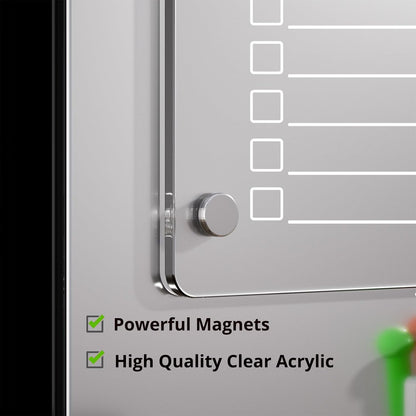 Acrylic Dry Erase Board to Do List Board for Fridge 12"X8" Clear Note Board Magnet Whiteboardwith 5 Markers Note Board Magnet Whiteboard