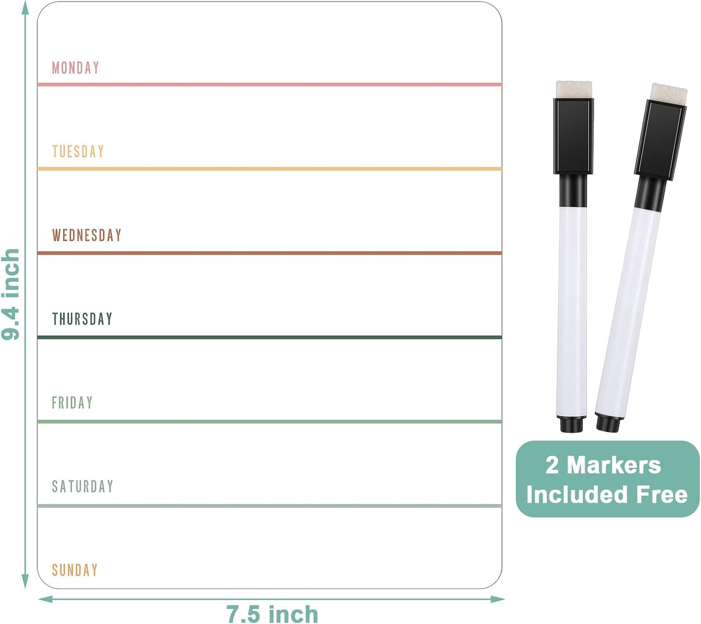 Outus 2 Pieces Magnetic Weekly Dry Erase Boards Erasable Weekly Calendars Whiteboard Planners with 2 Pieces Markers for Office, Home, School Supplies (Color 1, 9.4 x 7.5 Inch)