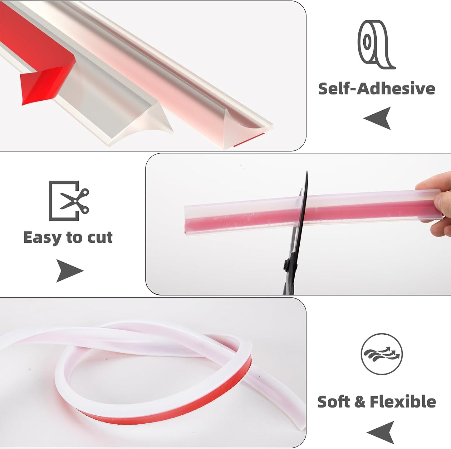 39 Inch Shower Threshold Water Dam Barrier,Transparent | Flexible Silicone Shower Door Bottom Seal for Water Stopper,Self Adhesive Water Blocker for Bathtub Countertop