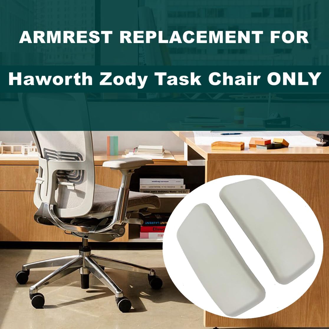 Chair Armrest Replacement, Arm Pad Caps Replacement for Haworth Zody Office Chair 1 Pair (Black)