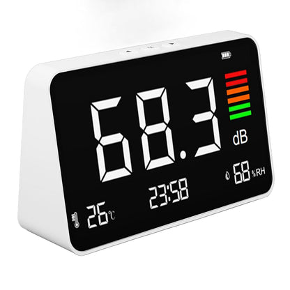 Digital Sound Level Meter 30-130dBA with Temperature Humidity Detection for Home School Library Desktop DM219N