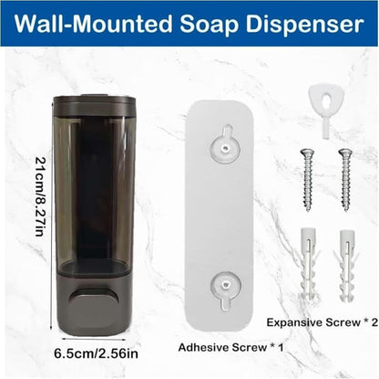 Wall Mounted Hand Soap Dispenser, 1 Chamber, 10oz/300ml Single Black Shampoo and Conditioner Dispenser, Bathroom Shower Dispenser Gel Container Dispenser and Organizer for Bathroom Kitchen Hotel