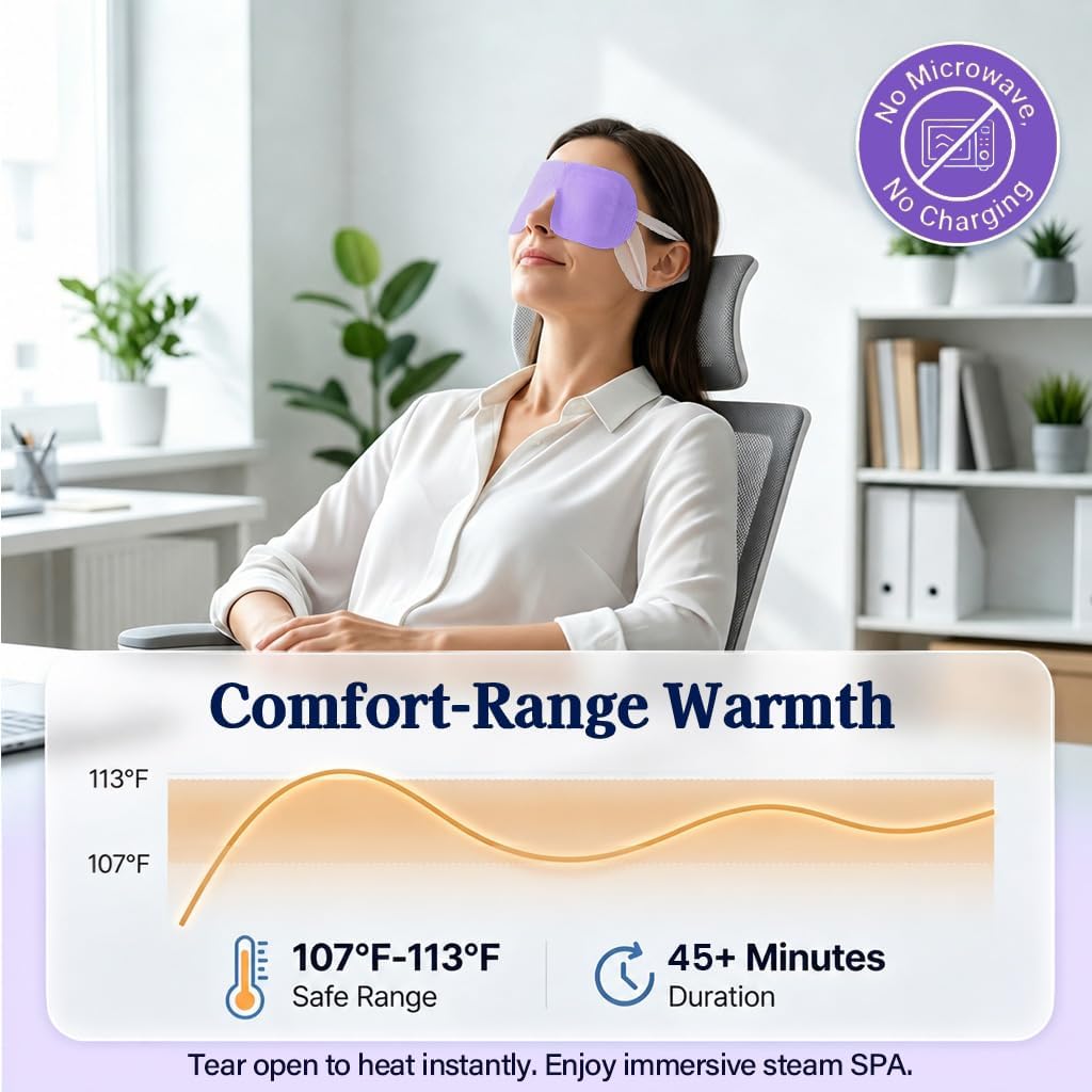 30 Pack Self-Heating Steam Eye Masks for Dry Eyes: Moist Heat Warm Compress