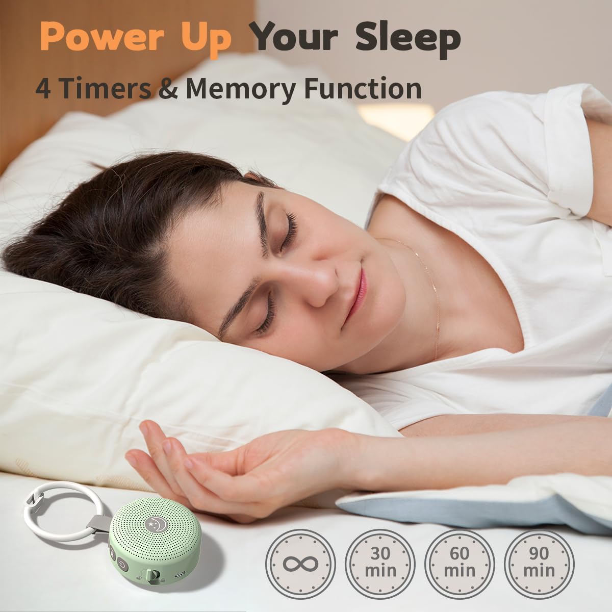 Portable Sound Machine Mini White Noise Machine Baby Shushing Brown Noise Machine with 30 Soothing Sounds for Kids Adults Dogs Auto-Off Timer 32 Volume Levels Sleep Machine for Home Office Privacy