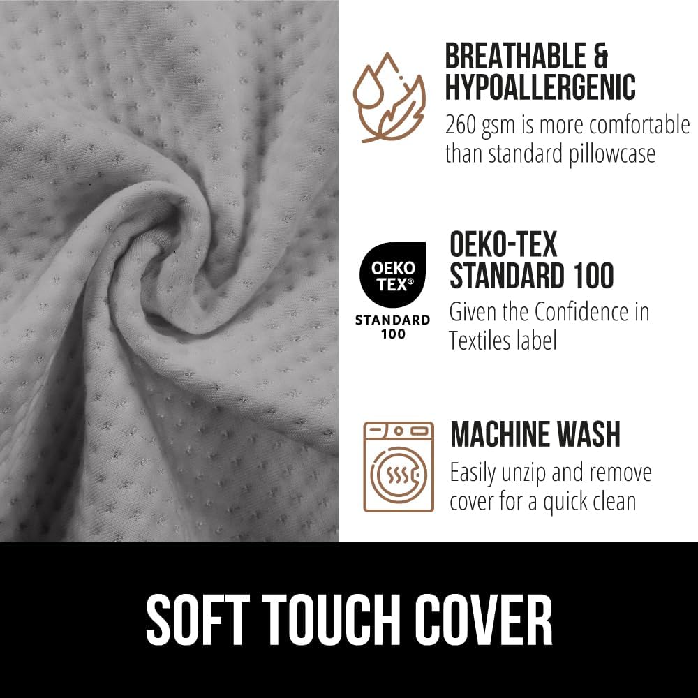 GORILLA GRIP Patented Bed Wedge Pillow for Headboard Gap, Filler Between Mattress Gaps, Comfortable Supportive High Density Cushioned Foam Pillows, Stay in Place Gripping Dots, King Soft Gray