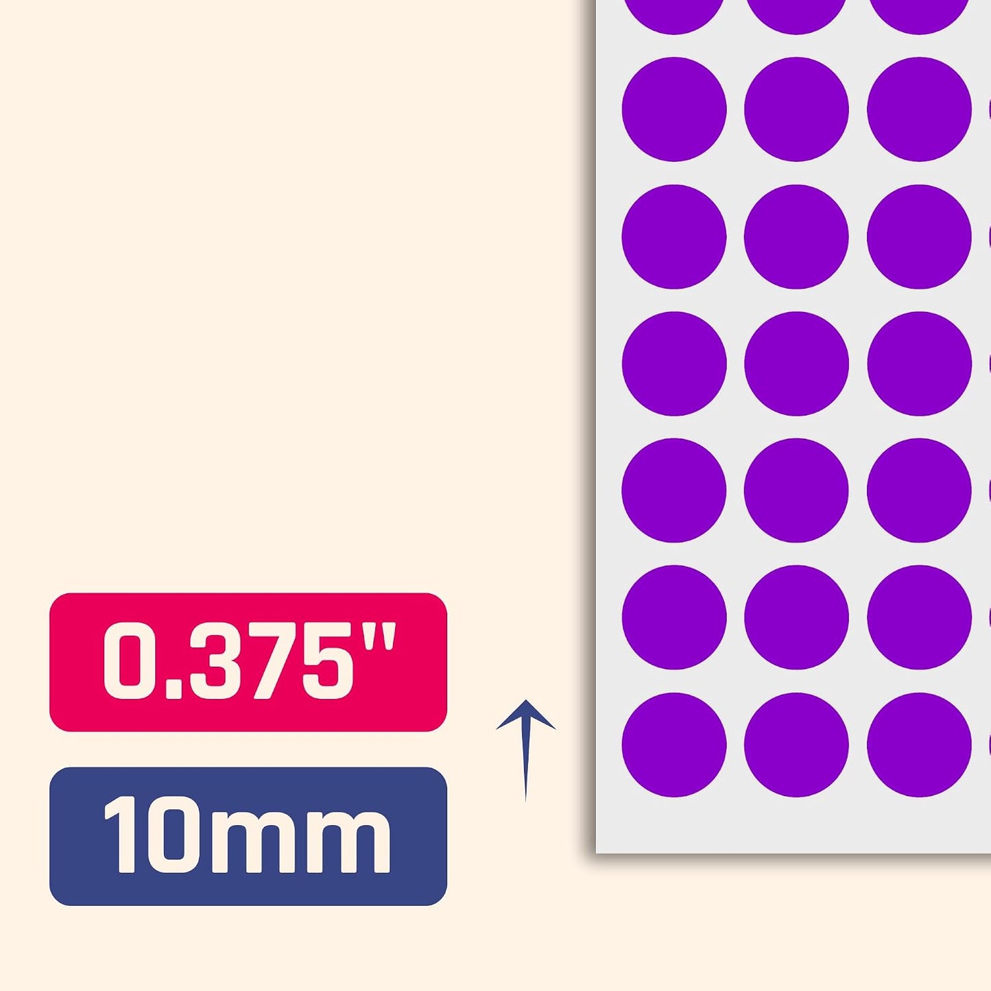 3000 Pieces, Small Colored Dot Round Stickers Labels - 10 Colors, 0.375"