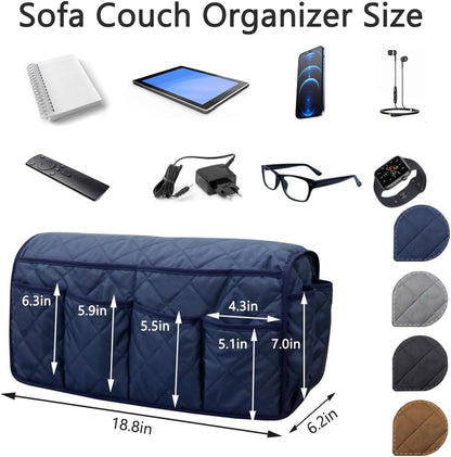 Remote Control Holder for Armchair, Armchair Caddy TV Remote Holder for Recline 14 Pockets, Non-Slip Remote Caddy Couch Caddy Organizer for TV Remote, Phone, Magazine (Brown)