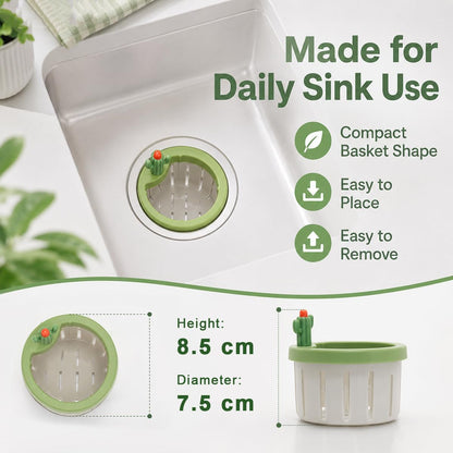 2026 New Cactus Sink Strainer Basket, Upgrade Multifunctional Kitchen Sink Drain Strainer Press Automatic Dumping Basket Anti-Clogging, 2 Pack (Green+Yellow)