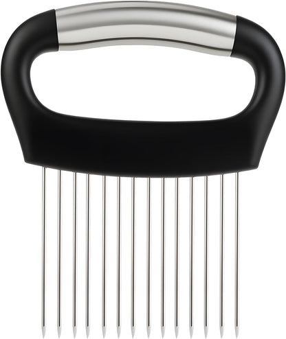 1 Pcs Onion Holder Slicer - Stainless Steel Onion Slicers Tool with Comfort Grip, Secure Onions Slicer for Even Slicing, Ideal for Home Kitchens, Meal Prep & Cooking Enthusiasts