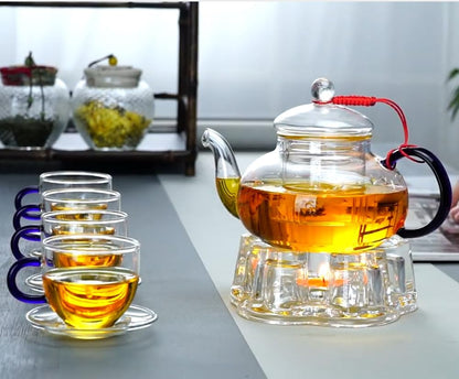 Crystal Teapot Heating Base Glass Teapot Warmer In Heart Shape Heat Resistant for Heating Tea or Beverages