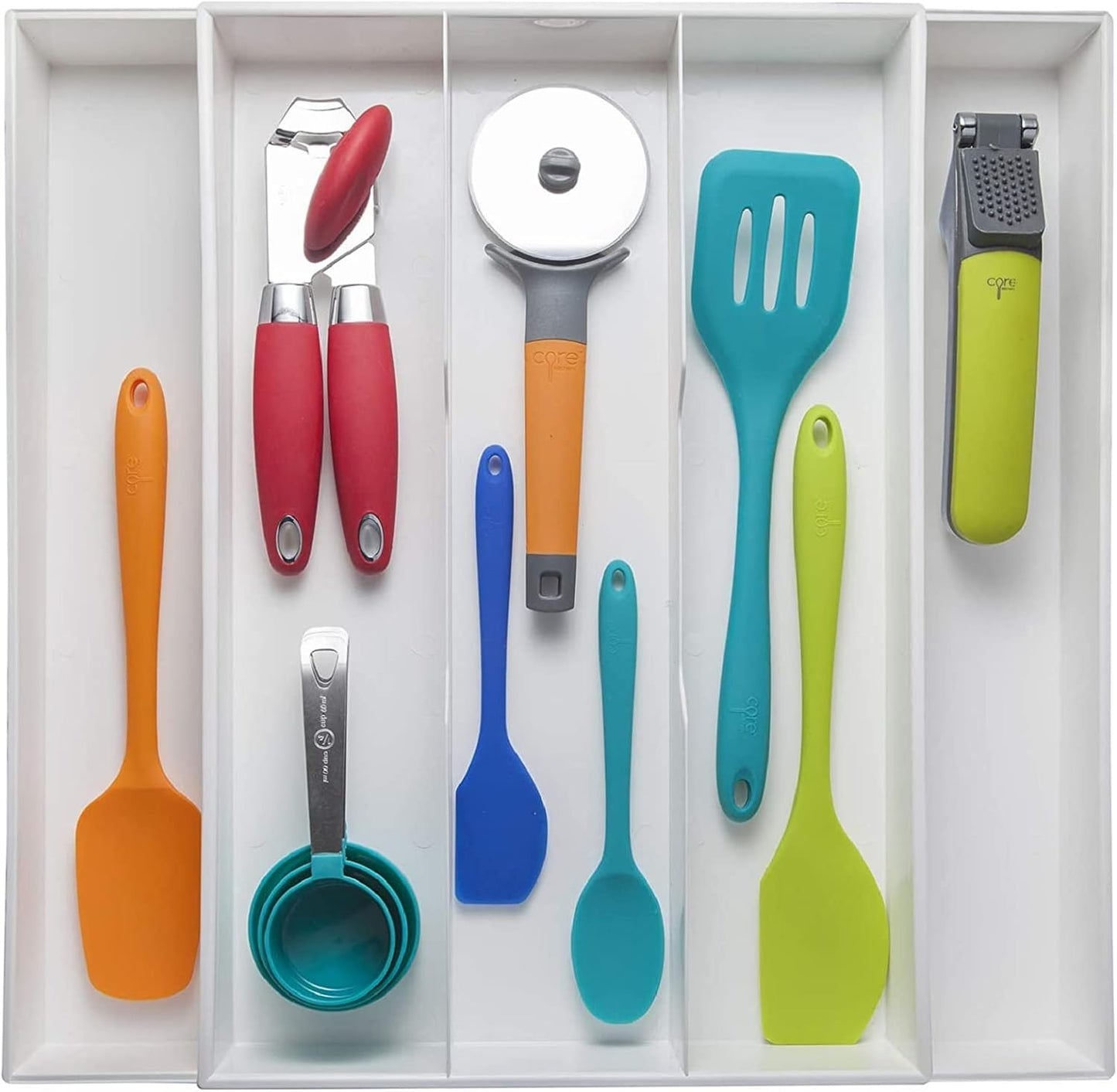 Dial Industries Expandable Kitchen Drawer Spice Jar Organizer Tray | Adjusts to fit narrow or wide cabinets, Keeps seasoning jars upright and visible, Great for pantry or cupboard storage