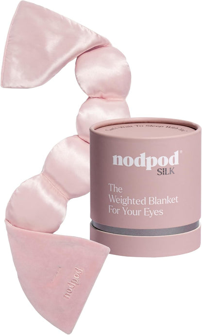 Nodpod Mineralized Silk Gentle Pressure Sleep Mask - Strap-Free, Light-Blocking Design for Sleep, Travel & Relaxation - Weighted Eye Pillow, Machine Washable (Willow)