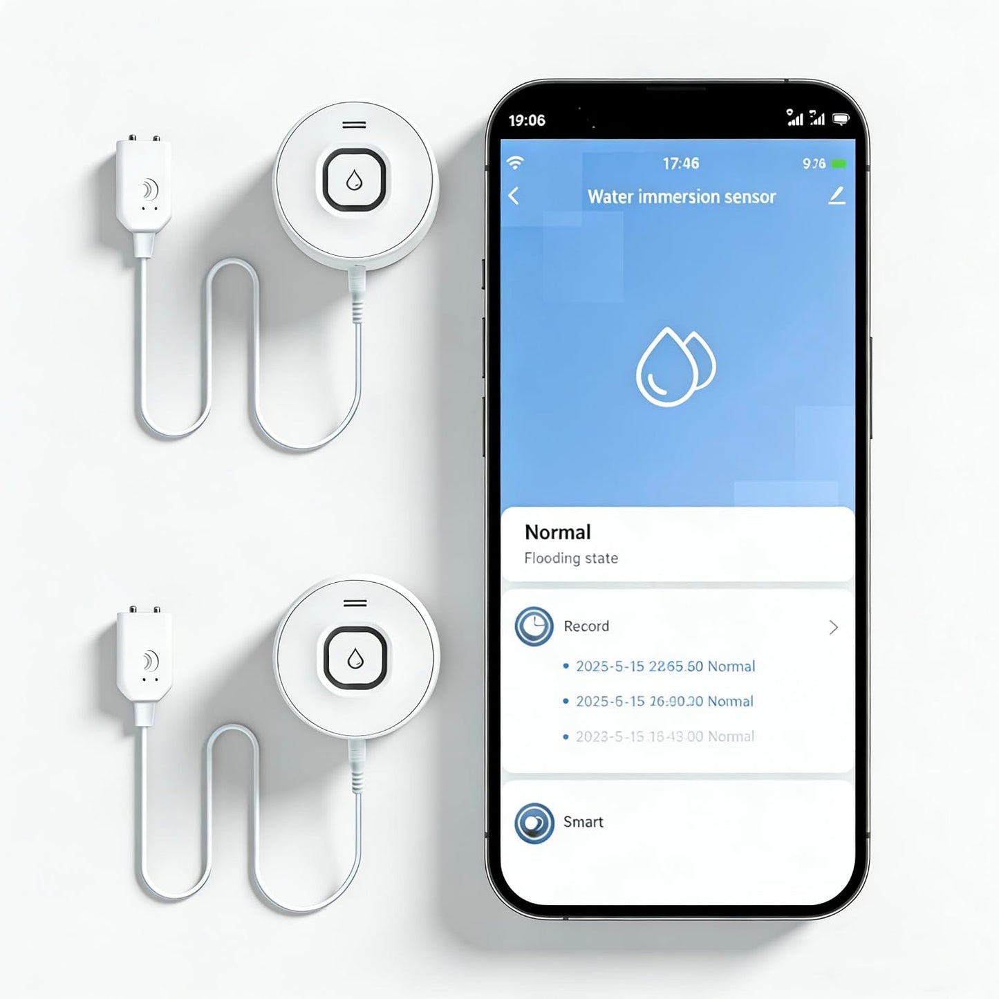 Wi-Fi Water Leak Detector, 100dB Adjustable Audio Alarm Sensor, Sensitive Leak & Drip Alert with Remote Email & APP Notification, for Home and Basement 2PCS