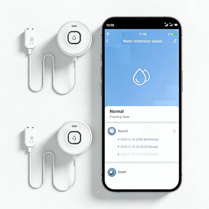 Wi-Fi Water Leak Detector, 100dB Adjustable Audio Alarm Sensor, Sensitive Leak & Drip Alert with Remote Email & APP Notification, for Home and Basement 2PCS