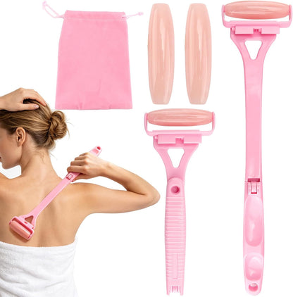 Foldable Manual Leg Massage Rollers for Neck Back, Back Massage Rollers | Women Leg Massager Roller, 3Rollers with Storage bag, Dual Hot and Cold Use Body Roller for Facial, Sturdy and Portable Pink