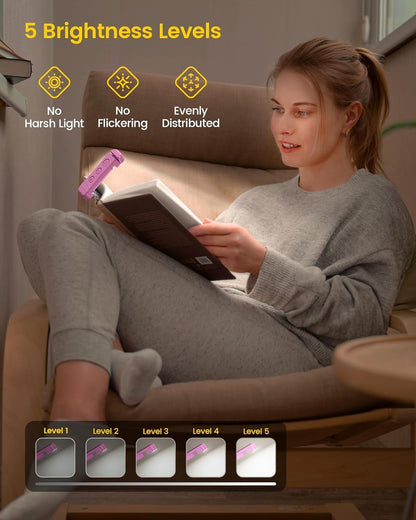Glocusent USB Rechargeable Book Light for Reading in Bed, LED Reading Light