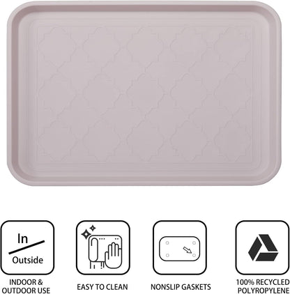 WATANIYA PET Boot Tray for Entryway Indoor, Heavy Duty Shoe Mat Tray 2 Packs, 16.7"x12.8" Waterproof Shoes Trays with Raised Edge, Outdoor Multi-Purpose Mats for Boots, Garden, Pets